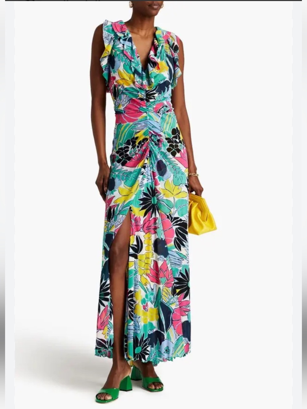 Diane Von Furstenberg Sean Floral Mesh Ruffle Maxi Dress - Picture 3 of 10